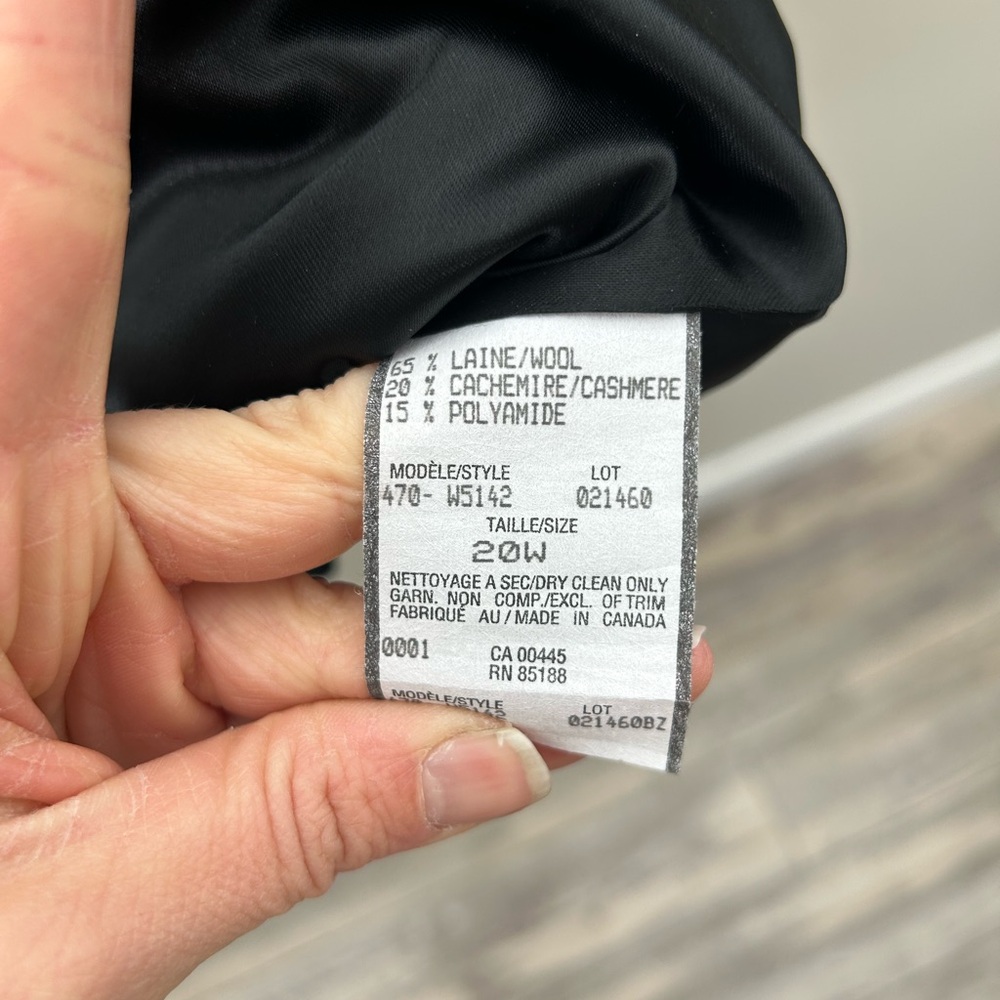 Louben Vintage Elegant Wool Cashmere Blend Flare Sleeve Black Chic Trench Coat - Picture 7 of 7